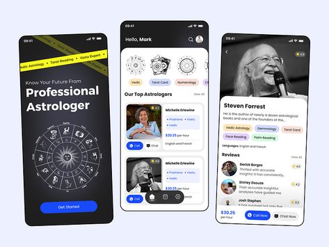 Navigate the 🌌 Cosmos: Unlock the secrets of the 🌟 stars with our outstanding Astrology mobile app design! Discover the power of in-depth 🔭 horoscopes that delve into every aspect of your life, from love and career to health and personal growth. We are available to build an astrology app 💫 for you! So why wait? Start a free consultation at biz@cmarix.com!! #astrology #zodiac #illustration #appdesign #mobileapp #appdesigner #graphicdesign #ui #ux #astrotalk #horoscope #vedicastrology Astrology App, Zodiac Illustration, Know Your Future, App Login, Ux Mobile, Face Reading, Palm Reading, Mobile App Ui, Vedic Astrology