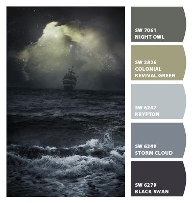 Deep Sea Color Palette, Dark Ocean Color Palette, Deep Ocean Color Palette, Stormy Sea Color Palette, Stormy Sky Color Palette, Sea Colour, Stormy Sea, Ocean Colors, Sky Color