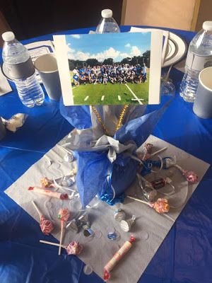 High School Banquet Ideas, Field Hockey Banquet Centerpieces, School Banquet Centerpieces, High School Football Banquet Ideas, High School Soccer Banquet Ideas, Sport Banquet Centerpieces, Sport Banquet Ideas, Team Banquet Ideas, Swim Banquet Ideas