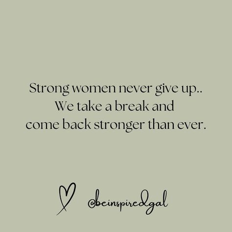 💕 Strong women never give up.. We take a break and come back stronger than ever.💕 🤗So excited for you to be here. SHARE🫶🏼 this with a friend that needs an uplifting page and encouragement.🙏 💫Don’t forget to FOLLOW @beinspiredgal for more motivation and inspiration.✨ 💬Comment or DM me “💕”to get my FREE Beginners Theme Page Guide. Faith | motivation | inspiring | growth | healing | relationships | daily motivation | mindset | boss babe | theme page | quotes | self development | women empowe... Notes Of Encouragement For Women, Strong Woman Quotes Relationships, Quotes About Giving Up, Giving Back Quotes, Strong Women Quotes Strength, Page Quotes, Strong Girl Quotes, Faith Motivation, Never Give Up Quotes