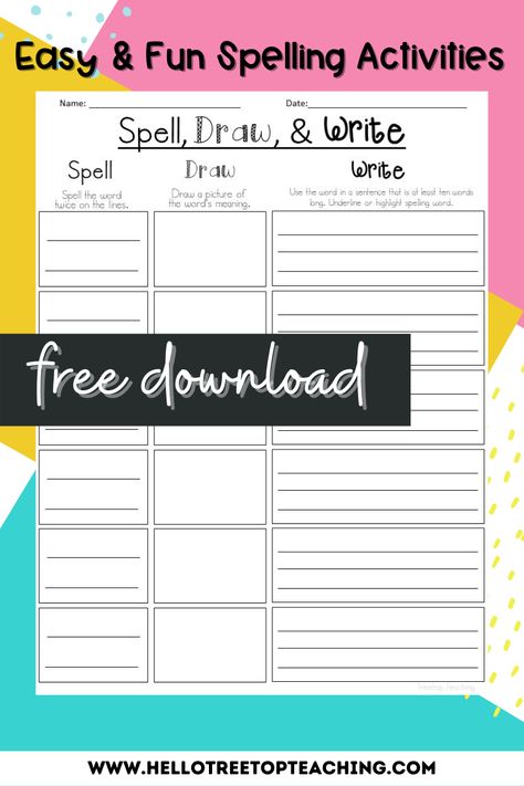 Spelling List Template, Third Grade Spelling Words, Third Grade Spelling, Spelling Practice Activities, 5th Grade Spelling, Spelling Word Activities, Spelling Word Practice, 3rd Grade Spelling, Spelling Homework