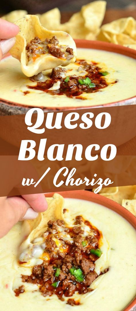 Dip With Chorizo, Best Queso Dip, Queso Chorizo, Queso Dip Crockpot, The Best Queso, Best Queso, Dip Crockpot, Easy Queso, Queso Blanco Dip