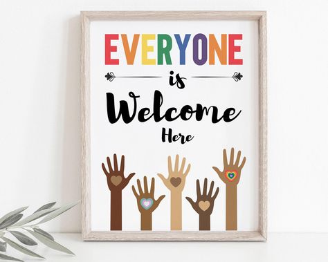 Thanks for the kind words! ★★★★★ "Great poster to get the message of inclusion across." Christie https://etsy.me/3rX8T0T #etsy #classroomprint #kidsposter #teachersgift #diversityprint #officeprideposter #rainbowdiversity #officedecorprint #everyonematter #educationalp Safe Space Sign, Lgbtq Poster, Lgbt Poster, Welcome School, Art Classroom Posters, Everyone Is Welcome Here, Wall Art Classroom, Inclusive Classroom, Classe D'art