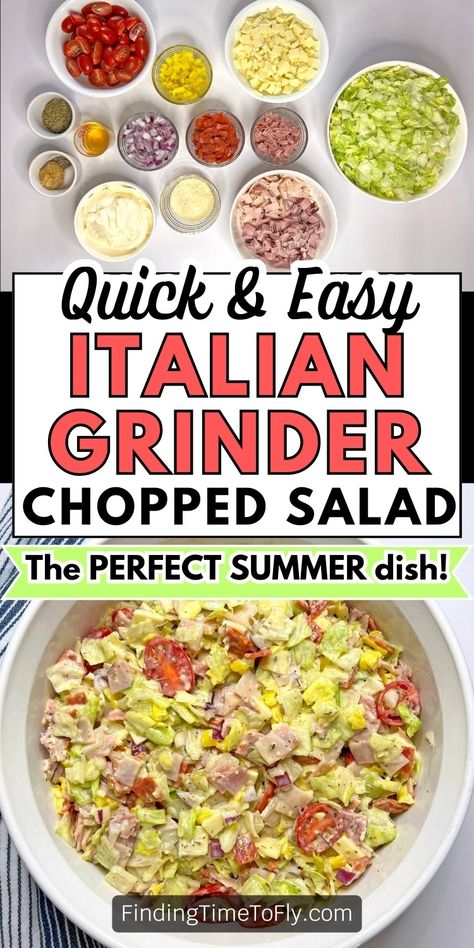 Chophouse Salad, Homemade Chopped Salad, Chopped Sandwich Salad, Chop Chop Salad Recipes, Salad Grinder, Subway Chopped Salad, Hoagie Chopped Salad, Chopped Grinder Sandwich Cucumber Salad, Italian Chop Salad