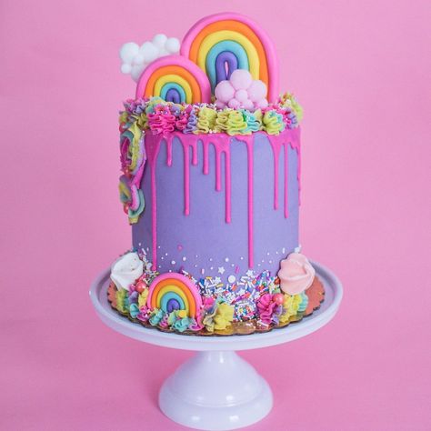 5 Rainbow Cake, Pastel Rainbow Buttercream Cake, Rainbow Sweet Cake, Girly Rainbow Cake, Rainbow Sparkle Cake, Rainbow Glitter Cake, Rainbow Theme Birthday Cake, Rainbow Barbie Cake, Kids Rainbow Cake