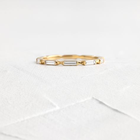 Latitude Band | 14k Gold Ring from Melanie Casey Fine Jewelry Baguette Wedding Band, Melanie Casey, Silver Diamond Ring, Baguette Cut Diamond, Ring Sizer, 14k Gold Ring, Delicate Earrings, Baguette Cut, Eternity Band