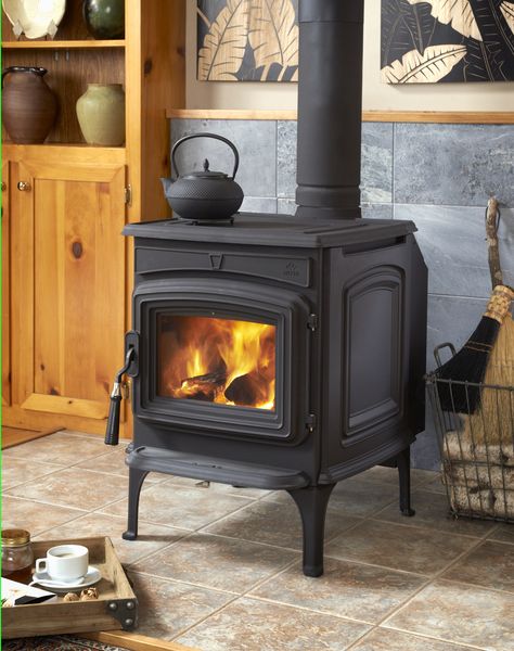 Greenville wood stove by Jotul Wood Stove Hearth, Brick Hearth, Range Cookers, Wood Stove Cooking, Wood Stove Fireplace, Wood Heat, Cast Iron Stove, Into The Wood, Freestanding Fireplace