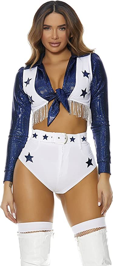 Amazon.com: Forplay Women's Seeing Stars Sexy Cheerleader Costume, White, XS/S: Clothing, Shoes & Jewelry Dallas Cowboys Cheerleader Costume, Cheerleader Halloween, Cheerleader Halloween Costume, Dallas Cheerleaders, Sports Costume, Cheerleader Costume, Pretty Halloween Costumes, Trendy Halloween Costumes, Halloween Costume Outfits