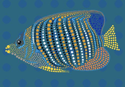 Dot Art Fish by NapalmBeetle Dot Art Painting Fish, Fish Dot Painting, Fish Dot Art, Dot Painting Animals, Aboriginal Animals, Sharpie Art Projects, Pointalism Art, Art Therapy Coloring Book, Fish Stencil