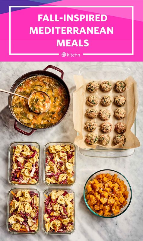 A Meal Plan for a Week of Fall-Inspired Mediterranean Meals | Kitchn Healthy Fall Dinner, Cut Butternut Squash, Mediterranean Meals, Whole30 Dinners, Meal Prep Plans, Power Hour, Feel Good Food, Healthy Fall, White Bean Soup