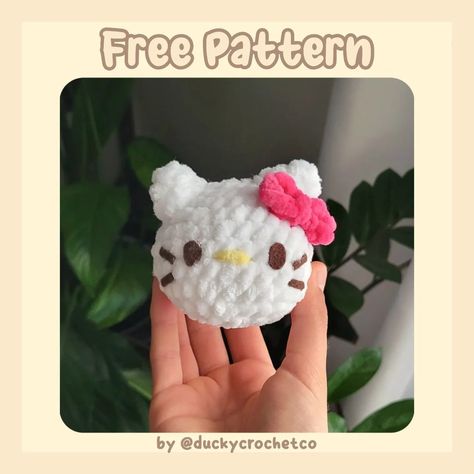 el :) | Hello Kitty Stress Ball, free pattern!! 😚💝 I made this pattern free for all of you as a thank you for 2.5k followers!! <3 🥳💗🐈 thank… | Instagram Crochet Ball Animals, Hello Kitty Pattern Crochet, Crochet Hello Kitty Keychain, Hello Kitty Crochet Keychain, Crochet Hello Kitty Free Pattern, Hello Kitty Crochet Pattern Free, Hello Kitty Crochet Pattern, Crochet Ball Pattern, Crotchet Gifts