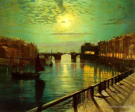 John Atkinson Grimshaw, Atkinson Grimshaw, Moon In The Sky, John William Godward, Moonlight Painting, Albert Bierstadt, Pierre Bonnard, Mary Cassatt, Night Scene