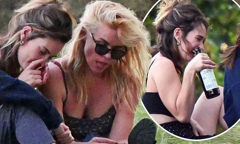 Raucous Lily James enjoys VERY boozy picnic with showbiz pals The Dig Lily James, Lily James Paparazzi, Lily James As Pamela, Lily James Emmys 2022, Lily James Oscars 2022, Kristin Scott Thomas, Polka Dot Crop Top, Dark Sunglasses, Jordyn Woods