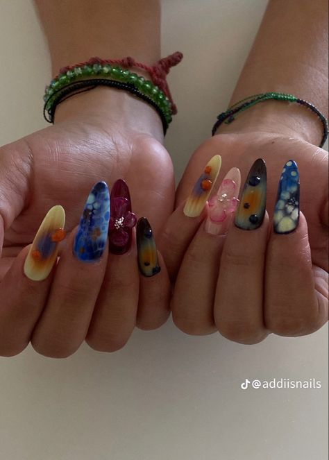 Blooming Nail Design, Mix Match Nail Designs, Tiktok Nails, Blooming Gel, Fire And Desire, Airbrush Nails, Pretty Hands, 3d Nail, Nail Art Summer