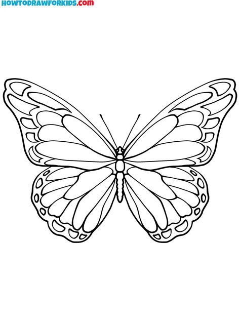 Butterfly Coloring Pages - Easy Drawing Tutorial For Kids Butterflies Colouring Pages, Butterfly Drawing Printable, Butterfly Coloring Sheet, Drawing Traceable, Insect Drawing Simple, Butterfly Drawing With Color, Butterfly Drawing Black And White, Butterfly Sketch Easy, Butterfly Outline Printable