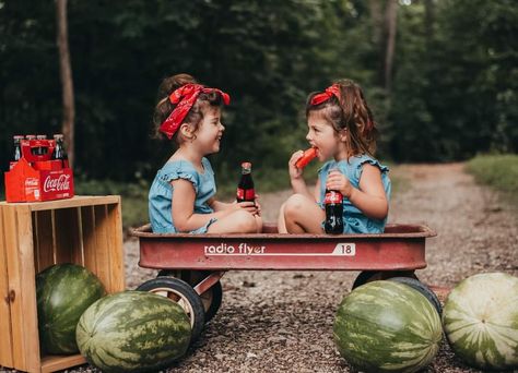 K.J. photography LLC Watermelon Pictures Photography, Red Wagon Photo Shoot, Watermelon Mini Session Ideas, Fun Toddler Photoshoot Ideas, Watermelon Photoshoot Ideas, Mini Photo Session Ideas, Watermelon Shoot, Summer Mini Session Ideas, Watermelon Mini Session