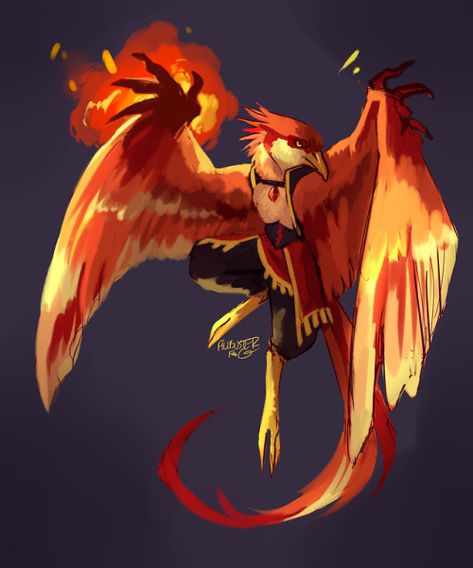 Phoenix Aarakocra, Phoenix Oc Male, Vermillion Bird, Zelda Oc, Dnd Sorcerer, Phoenix Art, Rpg Characters, Digital Art Beginner, Concept Art Character