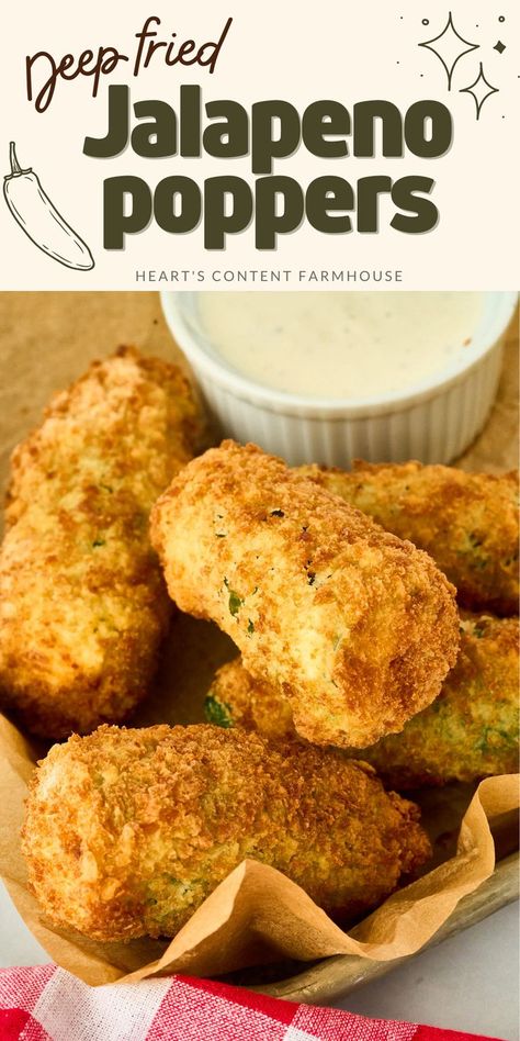 Fried Jalapeno Poppers, Deep Fryer Recipes, Fried Jalapenos, Deep Fried Recipes, Deep Fried Appetizers, Jalapeno Popper Recipes, Poppers Recipe, Jalapeno Recipes, Deep Fried Food