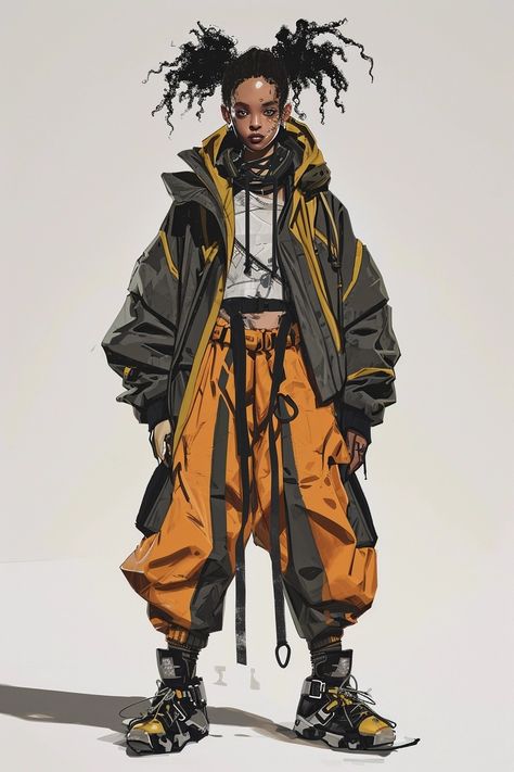 Midjourney Feed Cyberpunk Summer Outfit, Cyberpunk Japanese Outfit, Orange Cyberpunk Outfit, Cyberpunk Chinese Style, Street Samurai Cyberpunk Female, Swag Style, Dream Wardrobe, Cyberpunk, Cool Style