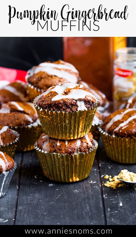 These Pumpkin Gingerbread Muffins are rich, soft and packed full of flavour. Perfect for the Holiday season, enjoy them for breakfast, a snack or just to treat yourself. #pumpkingingerbreadmuffins #gingerbread #muffins #breakfast #pumpkingingerbread #gingerbreadmuffins #holidaybaking Pumpkin Molasses Muffins, Pumpkin Ginger Muffins, Gingerbread Muffins Healthy, Pumpkin Gingerbread Muffins, Assorted Muffins, Gingerbread Muffins Recipe, Healthy Gingerbread, Christmas Muffins, Gingerbread Dessert