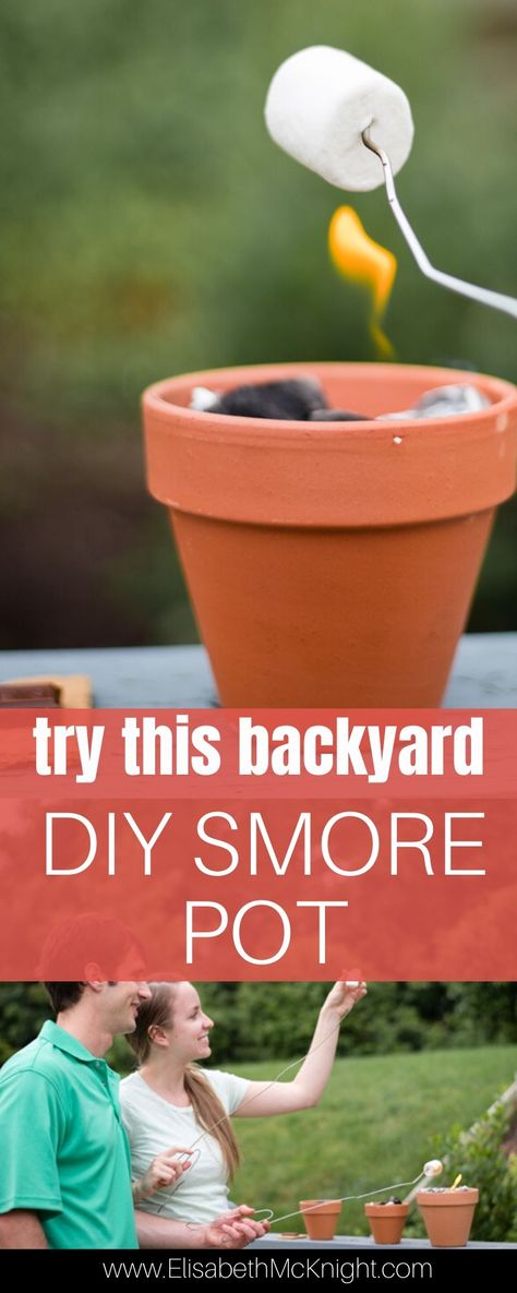 Table Top Smores Diy Fire, Smores Diy, Homemade Smores, Smores Party, Pot Diy, Easy Backyard, Backyard Diy, Diy Backyard, Fall Fun