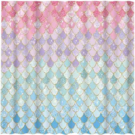 Allenjoy 72"x72" Mermaid Scales Shower Curtain for Bathroom Ocean Under The Sea Pink and Blue Girl Home Bath Decors Durable Waterproof Fabric (NO Glitter) Machine Washable with 12 Hooks : Home & Kitchen Mermaid Balloons, Mermaid Birthday Party Decorations, Log Candles, Mermaid Fabric, Mermaid Party Decorations, Mermaid Baby Showers, Baby Mermaid, Under The Sea Party, Fabric Banner