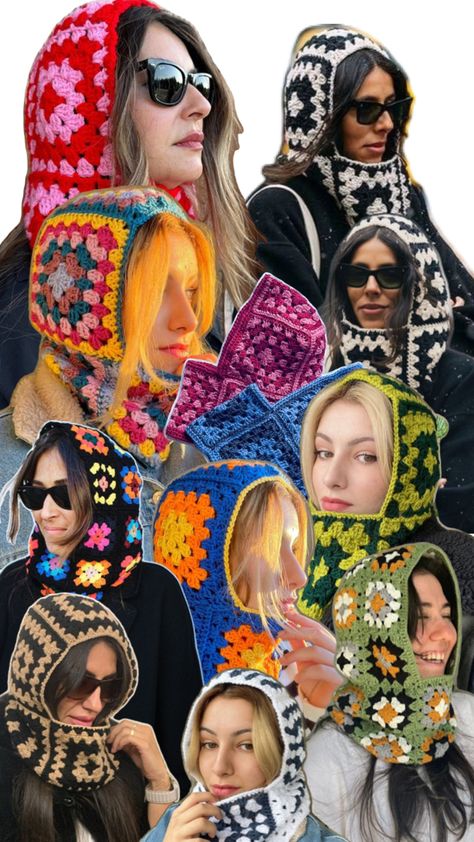 Crochet project 2024 Crochet Balaclava, Crochet Hood, Crochet For Beginners Blanket, Crochet Blanket Designs, Crochet Fashion Patterns, Mode Casual, Fabric Yarn, Diy Crochet Projects, Crochet Coasters