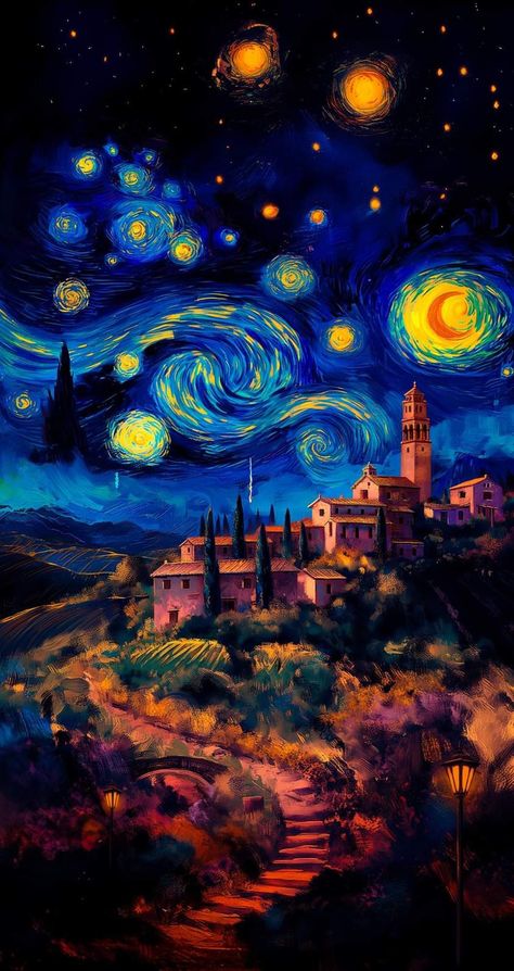 Starry Night Wallpaper, Marvel Phone Wallpaper, Night Sky Art, Starry Night Art, Starry Night Painting, We Bare Bears Wallpapers, Vincent Van Gogh Art, Arte Van Gogh, Lovely Flowers Wallpaper