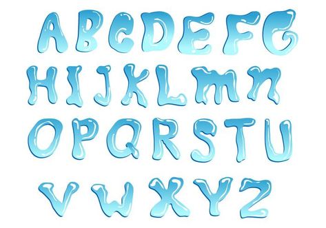 Blue Water Font Vector Drawing Cartoon Faces, Alfabet Letters, Water Aesthetic, Water Font, Aesthetic Letters, Simple Designs To Draw, Font Graphic, Hand Lettering Alphabet, Graphic Design Fonts