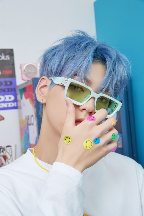 Ansan, Blue Hour, Kpop Wallpaper, Mini Album, K Idols, Blue Hair, Square Sunglasses Women, K Pop, Boy Bands