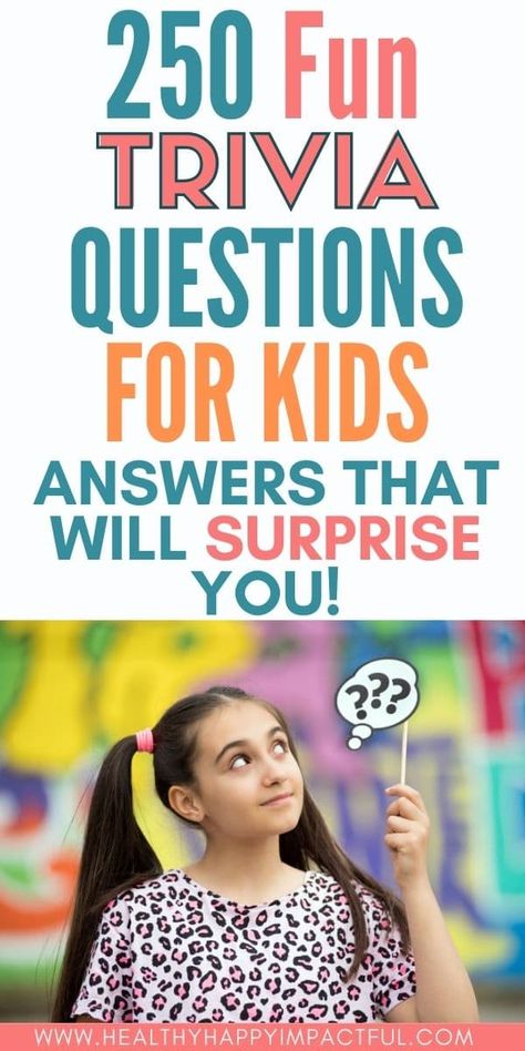 250 Fun Trivia Questions for Kids (With Answers That Will Surprise You!) Kids Trivia Questions And Answers, Kids Trivia Questions, Fun Trivia Questions And Answers, Family Trivia Questions, Kids Quiz Questions, Trivia For Kids, Disney Trivia Questions, Question And Answer Games, Trivia Questions For Kids