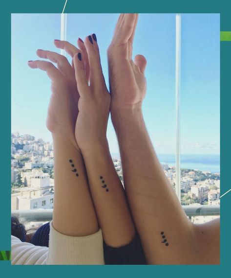 Siblings Tattoo For 3, Matching Cousin Tattoos, Good Family Tattoo, Matching Family Tattoos, Cousin Tattoos, Small Sister Tattoos, Meaningful Wrist Tattoos, Small Matching Tattoos, Brother Tattoos