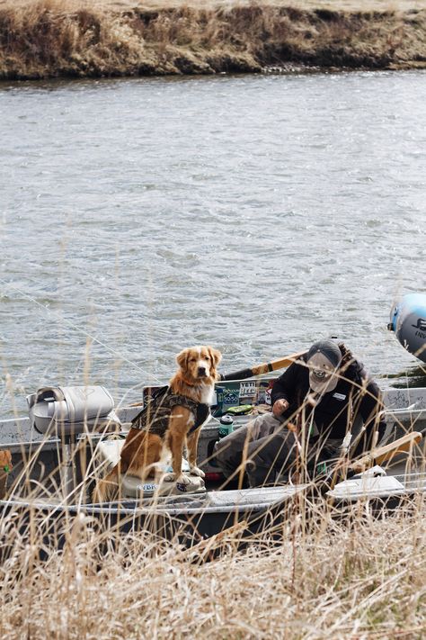 #river #flyfishing #montana #waterdog #boat #fishing #novascotiaducktollingretriever #aesthetic Antler Lamps, Fishing Aesthetic, Montana Aesthetic, Small Fishing Boats, Nova Scotia Duck Tolling Retriever, Small Town Life, Reuse And Recycle, Happy Earth Day, Happy Earth