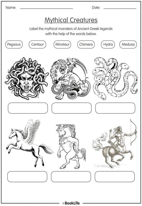 Greek Mythology Worksheets, Greek Mythology Lessons, Greek Creatures, Greek Monsters, Greek Sea, 1st Grade Activities, Kids Worksheets, School Activity, Art Curriculum