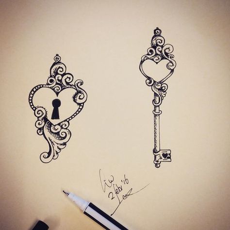 Beautiful design for couples in love. Locked heart and a key for it. Eternal Love Tattoo, Heart Key Tattoo, Key Tattoo Designs, Lock Tattoo, Partner Tattoos, Key Tattoos, Key Tattoo, Couples Tattoos, Unalome Tattoo