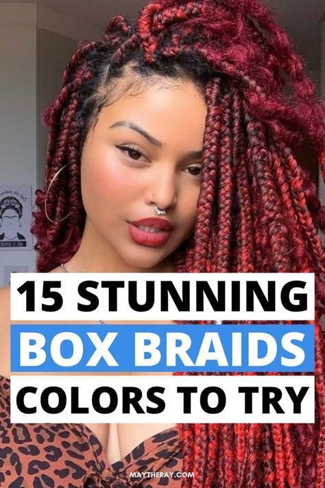 Need some bold new protective hairstyle ideas for black women? Check out these stunning box braids with color that are actually worth copying! #hair #boxbraids #protectivehairstyles #blackhair Braids For The Fall Black Women, Fall Color Box Braids Black Women, Hair Colors For Braids, Braid Types For Black Women, 2023 Black Hairstyles, Summer Box Braids Colors, Colored Box Braids For Black Women, Color Box Braids For Black Women, 2023 Hair Trends For Black Women