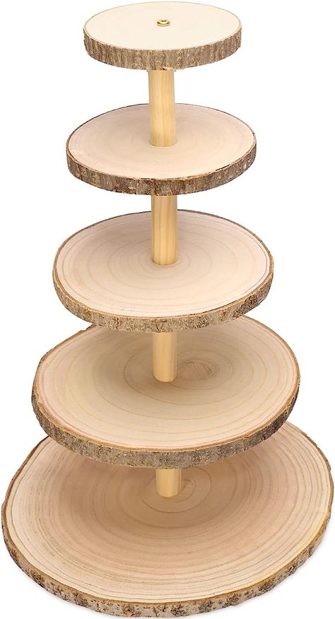 Amazon.com: Ayfjovs 5 Tiered Wood Cupcake Stand, Rustic Wood Cake Stand, Wood Dessert Display Stand, Detachable Wood Slices Round Cupcake Tower Holder for Party and Rustic Wedding Decoration : Home & Kitchen Glowforge Cake Stand, Tree Shaped Cupcake Stand, Wedding Cupcake Table Rustic, Wedding Reception Cupcake Table, Tree Branch Cake Stand, Cake Stands Wooden, Rustic Wedding Cake And Cupcakes Display, Toy Story Cup Cake Stand, Boho Wedding Cake Stands