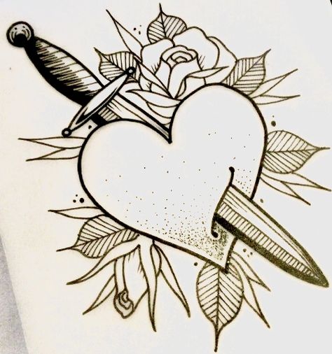 Heart With Knife Tattoo, Heart With Knife, Joker Tattoos, Lighthouse Drawing, Music Tattoo Sleeves, Madara Wallpaper, Knife Drawing, Cute Easy Doodles, Flash Design