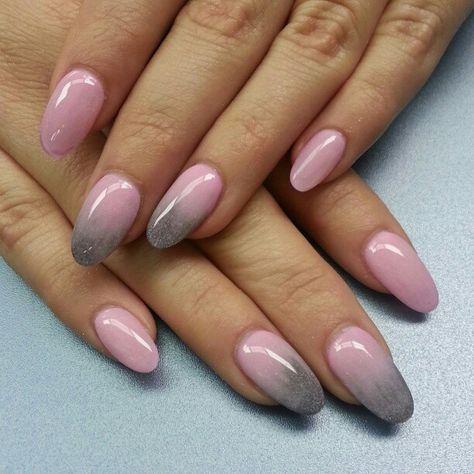 Pink Grey Nails, Grey Nail Designs, Glitter Manicure, Pink Ombre Nails, Gray Nails, Nail Art Ombre, Instagram Nails, Trendy Nail Design, Glitter Acrylics