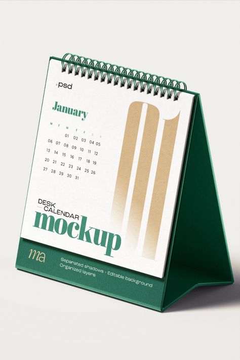 Square desk calendar mockup. The calendar is placed on a desk with a shadow. It has a modern design. You can use it for branding and print designs. A dimension of 3000×2000 at 300 dpi. Table Calendar Design, Modern Calendar Design, Desk Calendar Mockup, Calendar Mockup, Square Desk, Mockup Desk, Modern Calendar, Table Calendar, The Calendar