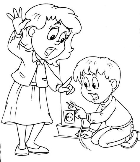 Hello! Check out it now For coloring book page. #graphicdesigner #creative #business #artist #design #coloringbookpage #coloringpage #coloringbookpages #coloringpages #colouringbookpage #coloringbookpages #colouringpage #colouringpages #lineart #vectorart #art #children #kids #adult #forkids #funny #cute #beby Safety Coloring Pages, Preschool Body Theme, Family Crafts Preschool, Safety Rules For Kids, Manners Books, Pecs Pictures, Education Poster Design, Transportation Preschool, Diy Kids Games