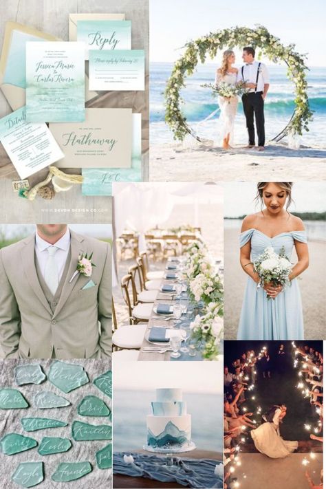 Beach Wedding Mood Board Beach, Beach Themed Wedding, Beach Wedding Colors, Monday Mood, Beach Wedding Inspiration, Wedding Decor Style, Summer Wedding Colors, Wedding Palette, Beach Theme Wedding