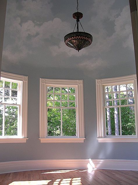 Eclectic Guest Bedroom, Traditional Guest Bedroom, Cloud Ceiling, Sky Ceiling, Traditional Home Office, Ceiling Painting, Ceiling Murals, House Restoration, Salou