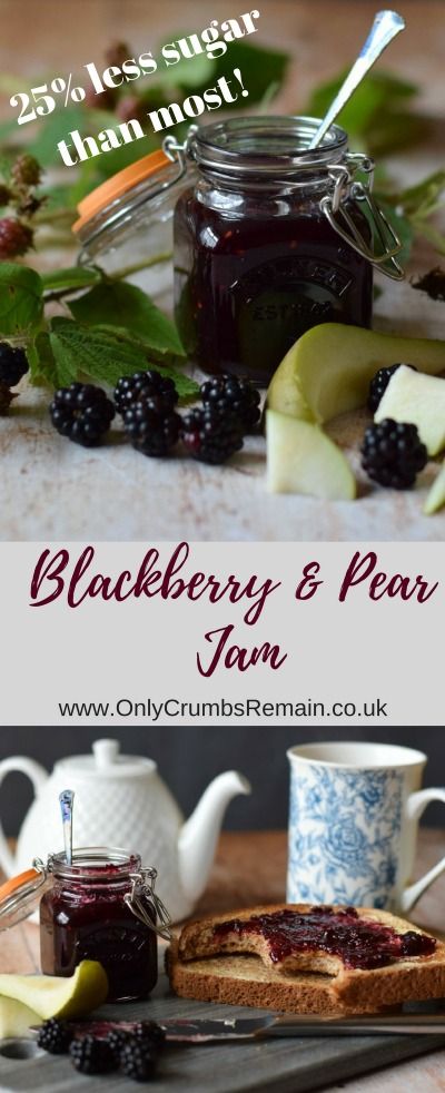 Blackberry Pear Jam, Pear And Blackberry Recipes, Pear Jam Recipe, Low Sugar Jam, Pear Jam, Blackberry Recipes, Uk Food, Homemade Condiments, Blackberry Jam