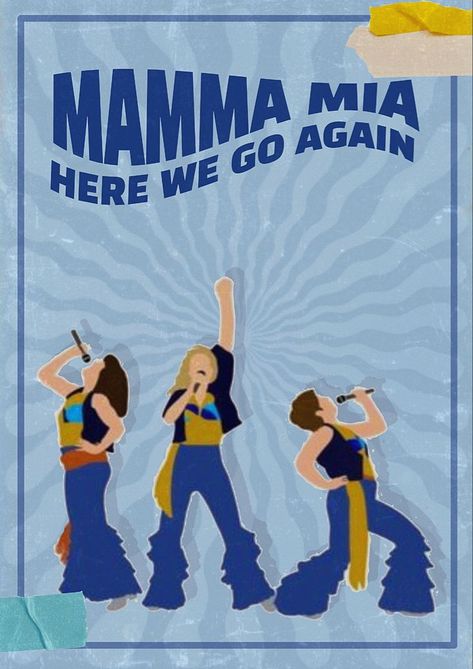 Mamma Mia Musical Poster, Mama Mia Parking Spot, Mamma Mia Senior Parking Spot, Mama Mia Room Aesthetic, Abba Painting, Mamma Mia Parking Spot, Blue Room Posters, Mama Mia Poster, Room Posters Aesthetic Printable