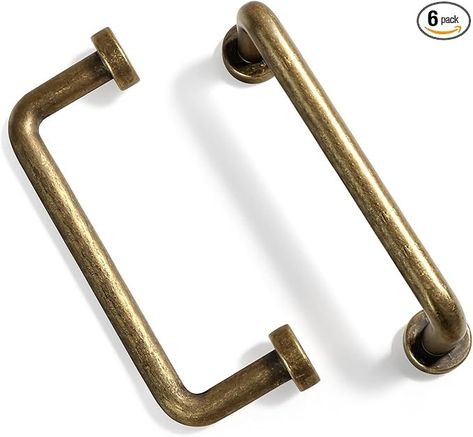 Amazon.com: Goo-Ki Antique Brass Kitchen Cabinet Pulls 3 Inches Center to Center,Vintage (6 Pack) : Video Games Cabinet Bar Pulls, Oak Kitchens, Antique Brass Kitchen, Baseboard Moulding, Pop Up Campers, American Bar, Silver Cabinets, Kitchen Improvements, Cabinet Bar