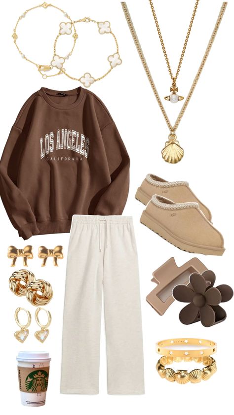 Brown Sweatshirt Outfit, Neutral Outfit Ideas, Brown Outfits, Preppy Fall Outfits, Cute Outfits With Leggings, Winter Outfits For School, Beige Outfit, Casual Preppy Outfits, Trendy Outfits For Teens