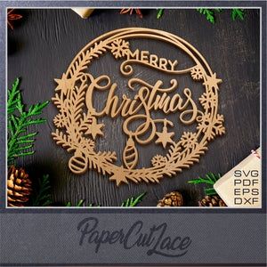 Laser Cut Decor, Christmas Door Hanger, Christmas Templates, Free Svg Cut Files, Monogram Fonts, Laser Cut Files, Christmas Door, Free Christmas, Monogram Letters