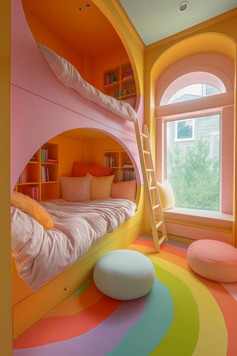 40 Bunk Room Ideas: Designs for Fun, Space-Saving Solutions Space Saving Bunk Bed Ideas, Bunk Bed For Girls, Kids Bunk Bed Rooms, Girls Room Bunk Beds, Cool Beds For Teens, Teen Bunk Beds, Cool Bedrooms, Bunk Bed For Kids, Bunk Room Ideas