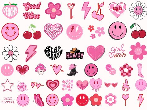 Trendy SVG Retro SVG Bundle Groovy Smiley Svg Pink Red Clipart - Etsy Valentinesday Craft, 300 Aesthetic, Pink Instagram Story, Charms For Shoes, Smiley Svg, Pink Charms, Red Clipart, Pink Story, Retro Stickers